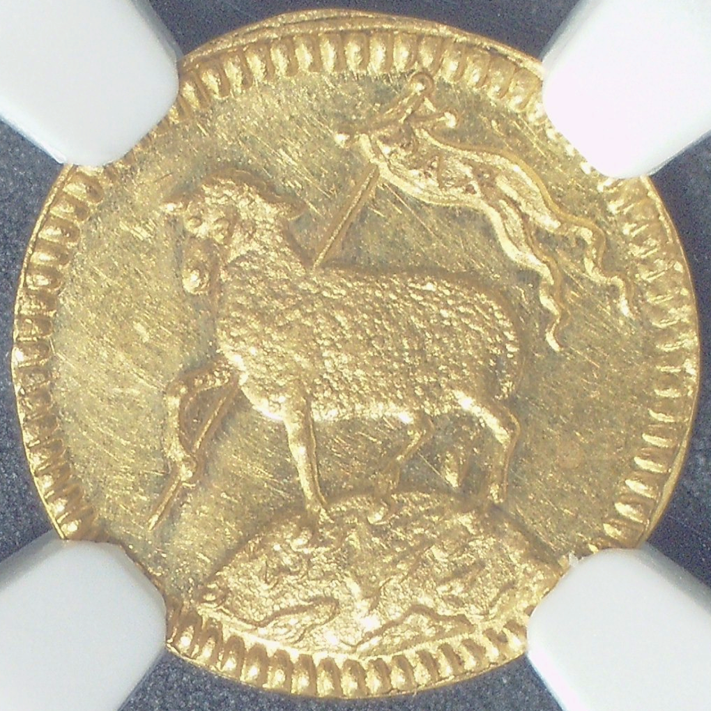 1700年 DATED ドイツ ニュルンベルク 1/4ダカット金貨 FR-1890 GFN LEGEND 【 NGC MS62 】