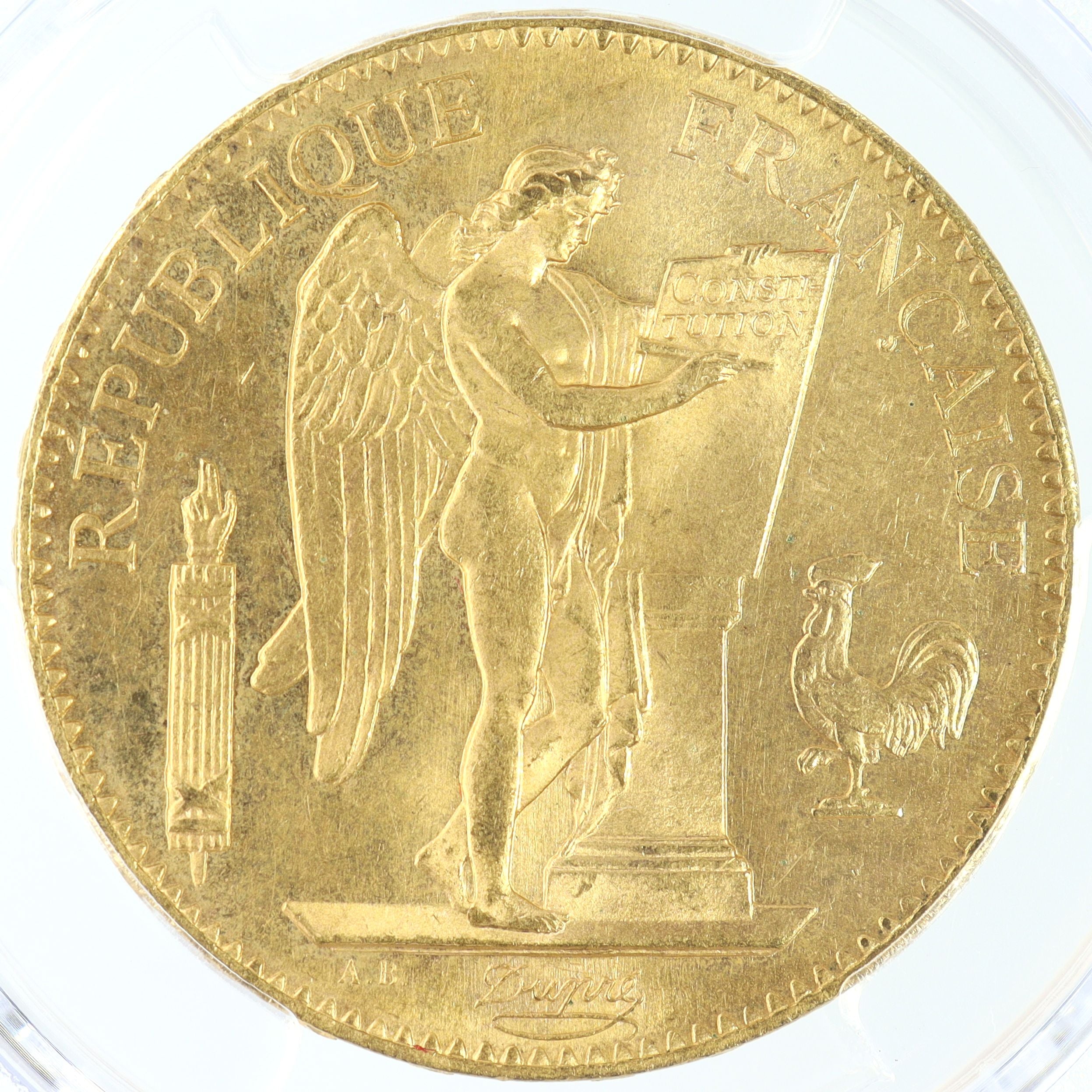 1882年 A フランス ラッキーエンジェル 100フラン金貨 【 PCGS MS65 TOP POP 】