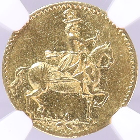 1670-99年 デンマーク クリスチャン5世 騎馬王 1ダカット 金貨 【 NGC AU58 唯一の鑑定品 TOP POP 】