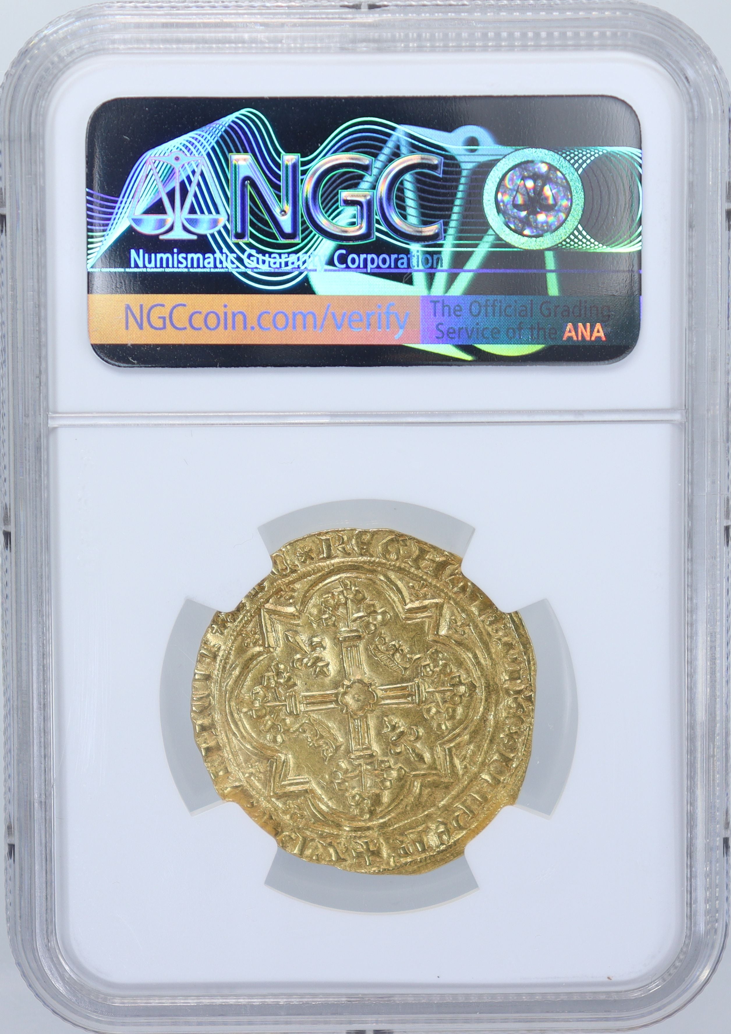 1364-80年 フランス フランカ・ピエ シャルル5世 金貨 3.80g 【 NGC MS62 】