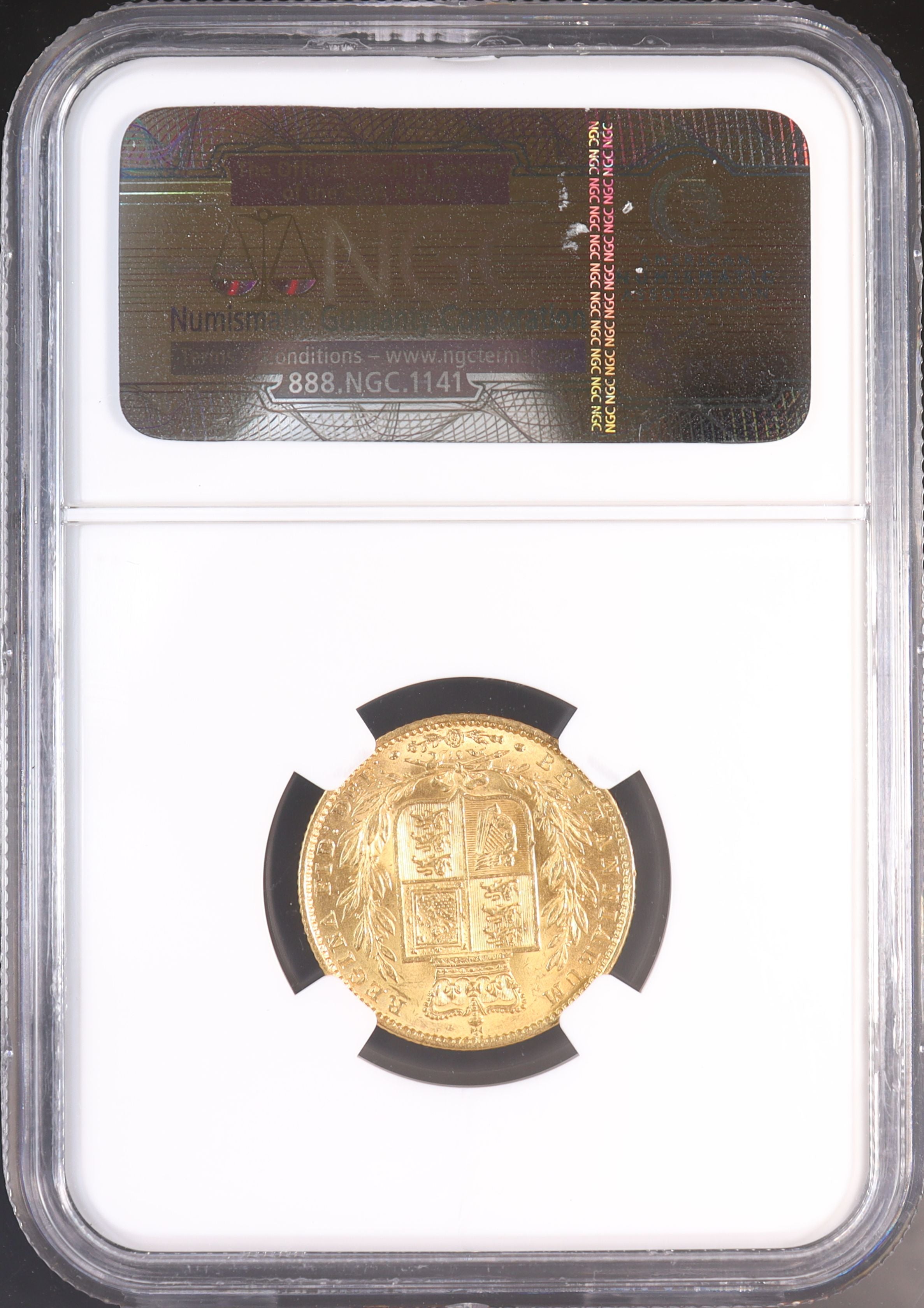1868年 ヴィクトリア女王 ヤング・ヘッド 1ソブリン金貨 ベントレー・コレクション 【 NGC MS62 】