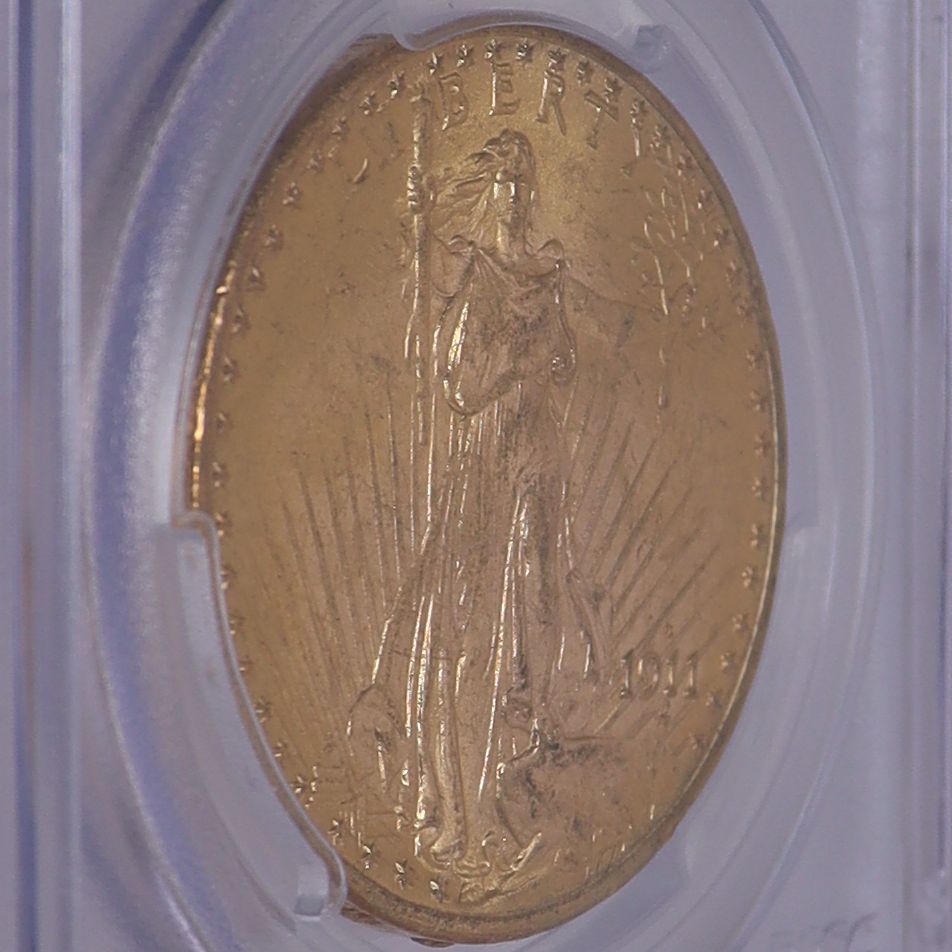 1911年-D アメリカ セントゴーデンス ダブルイーグル 20ドル 金貨 ダラス鋳造 【 PCGS MS66 準高鑑定 】
