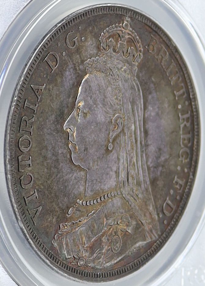 1887年 イギリス 1クラウン銀貨 ヴィクトリア女王 ジュビリーヘッド 【PCGS MS62】