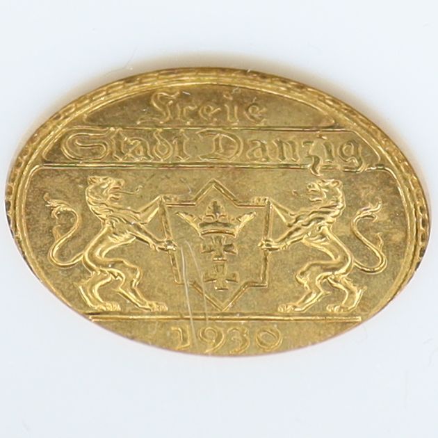 1930年 自由都市 ダンツィヒ ポーランド 25グルデン 金貨 【 高鑑定 NGC MS65 】