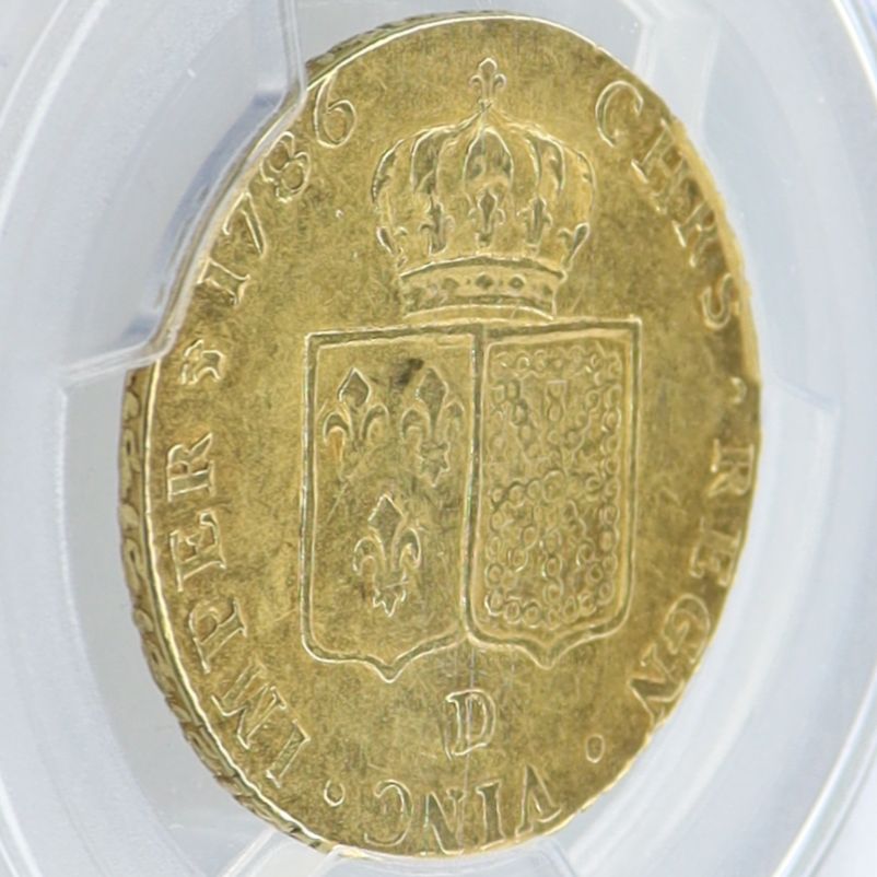 1786年 D フランス ルイ16世 2ルイドール 金貨 【 PCGS AU55 】