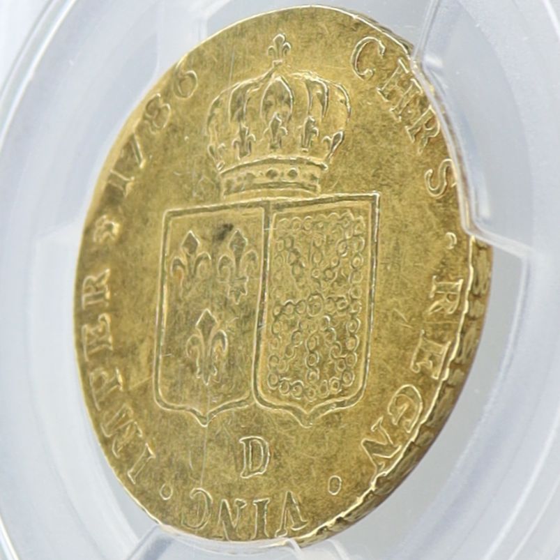 1786年 D フランス ルイ16世 2ルイドール 金貨 【 PCGS AU55 】