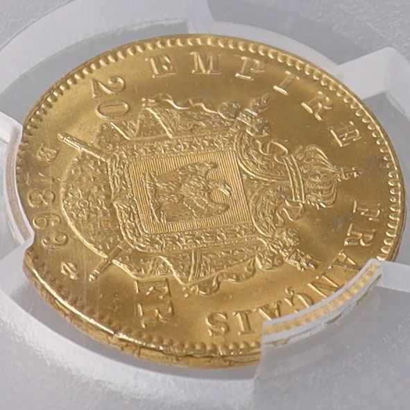 1869年 - BB フランス ナポレオン3世 20フラン 金貨 【 最高鑑定 PCGS MS65 鑑定枚数5枚 】