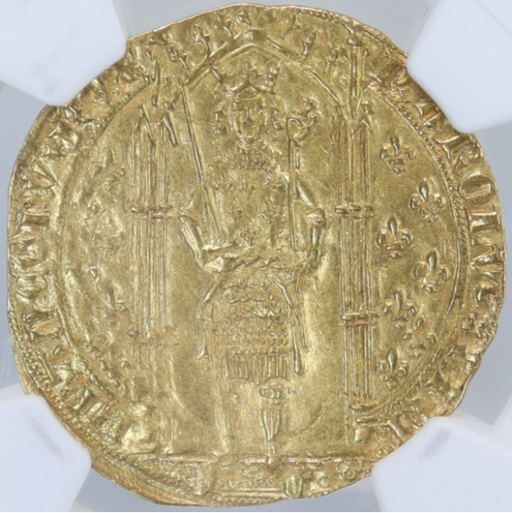 1364-80年 フランス フランカ・ピエ シャルル5世 金貨 3.80g 【 NGC MS62 】