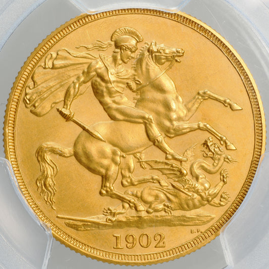 イギリス エドワード7世 1902年 2ポンド金貨 PR63 Matte Proof PCGS 裏