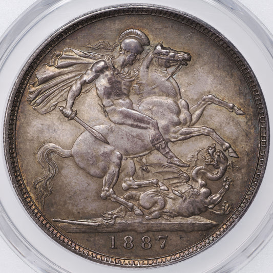 ヴィクトリア女王 ジュビリーヘッド イギリス 1887年 1クラウン銀貨 MS62 PCGS 裏