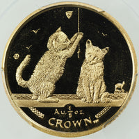 エリザベス2世 キャットコイン 2001年 マン島 1/5クラウン金貨 PR69 DEEP CAMEO PCGS 表