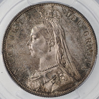 ヴィクトリア女王 ジュビリーヘッド イギリス 1887年 ハーフクラウン 1/2クラウン銀貨 MS63 PCGS 表