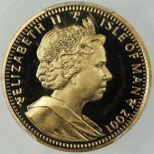 エリザベス2世 キャットコイン 2001年 マン島 1/5クラウン金貨 PR69 DEEP CAMEO PCGS 裏