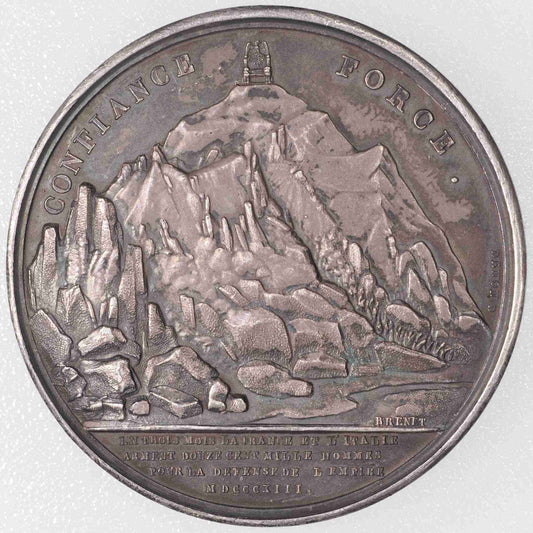 ナポレオン1世 セニス山の記念碑建設 フランス 1813年 銀メダル 裏