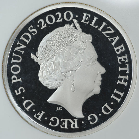 エリザベス2世 スリーグレイセス イギリス 5ポンド銀貨 PF70 ULTRA CAMEO First Releases NGC 裏