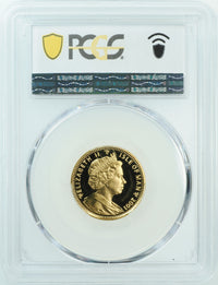 エリザベス2世 キャットコイン 2001年 マン島 1/5クラウン金貨 PR69 DEEP CAMEO PCGS 裏
