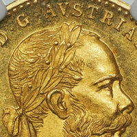 フランツ・ヨーゼフ1世 オーストリア 1891年 1ダカット金貨 MS64 NGC 表