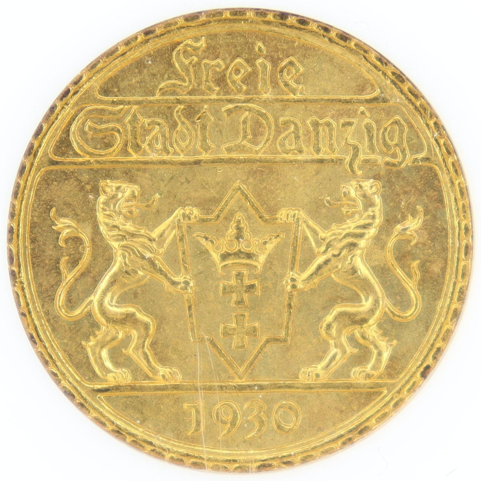 1930年 自由都市 ダンツィヒ ポーランド 25グルデン 金貨 【 高鑑定 NGC MS65 】