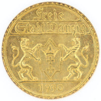 ポーランド ダンツィヒ 1930年 25グルデン金貨 MS65 NGC 表