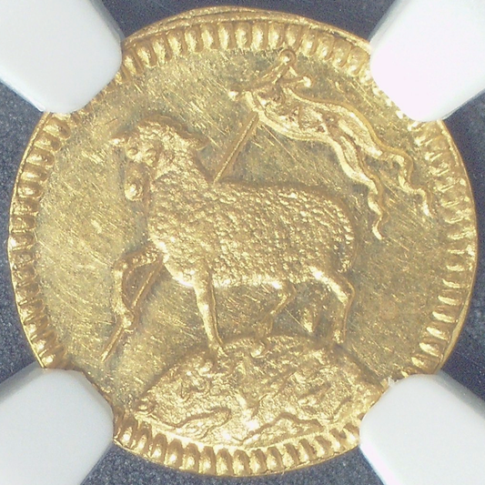 ドイツ ニュルンベルク ラムダカット 1700年刻印 1/4ダカット金貨 MS62 NGC 表