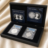 エリザベス2世 ゴシッククラウン 2021年 オルダニー 5ポンド銀貨 PF70 DEEP CAMEO PCGS 2枚セットBOX付き
