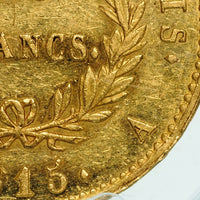 ナポレオン1世 百日天下 フランス パリ造幣所 1815年-A 20フラン金貨 AU58 PCGS 裏