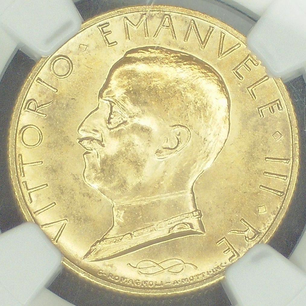 1932年 イタリア エマヌエーレ3世 100リラ金貨 【 NGC MS65 】