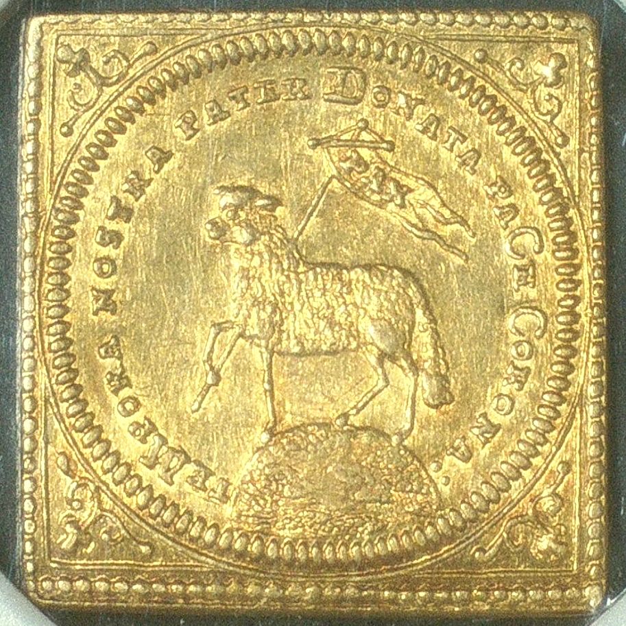 1700年 DATED ドイツ ニュルンベルク クリッペ（四角） 1ダカット金貨 FR-1886 IMF 【 NGC AU58 】