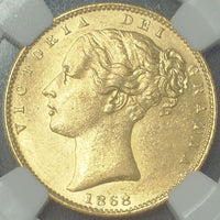 1868年 イギリス ヴィクトリア女王 ヤング・ヘッド ベントレー・コレクション 1ソブリン金貨 表