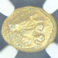 リディア王国 紀元前610～546年 エレクトラム製 1/3スターテル金貨 AU 5/5-2/5 scuffs NGC 表