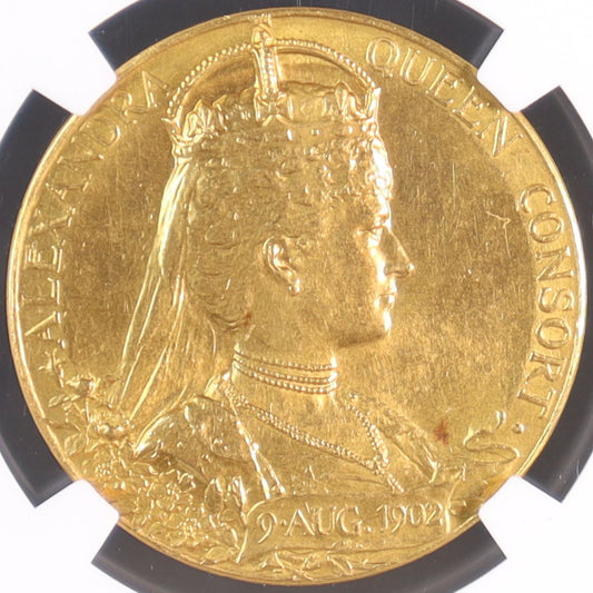 イギリス エドワード7世 1902年 戴冠記念 金メダル MS64 NGC 裏