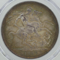 ヴィクトリア女王 ジュビリーヘッド イギリス 1887年 1クラウン銀貨 MS62 PCGS 裏