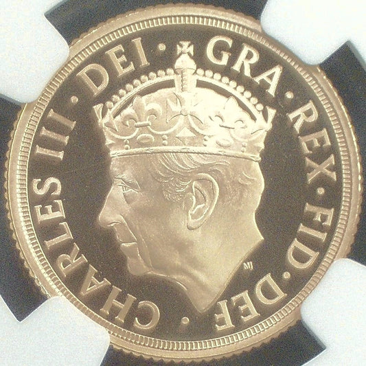 チャールズ3世 イギリス 2023年 1ソブリン金貨 PF70 ULTRACAMEO NGC 裏