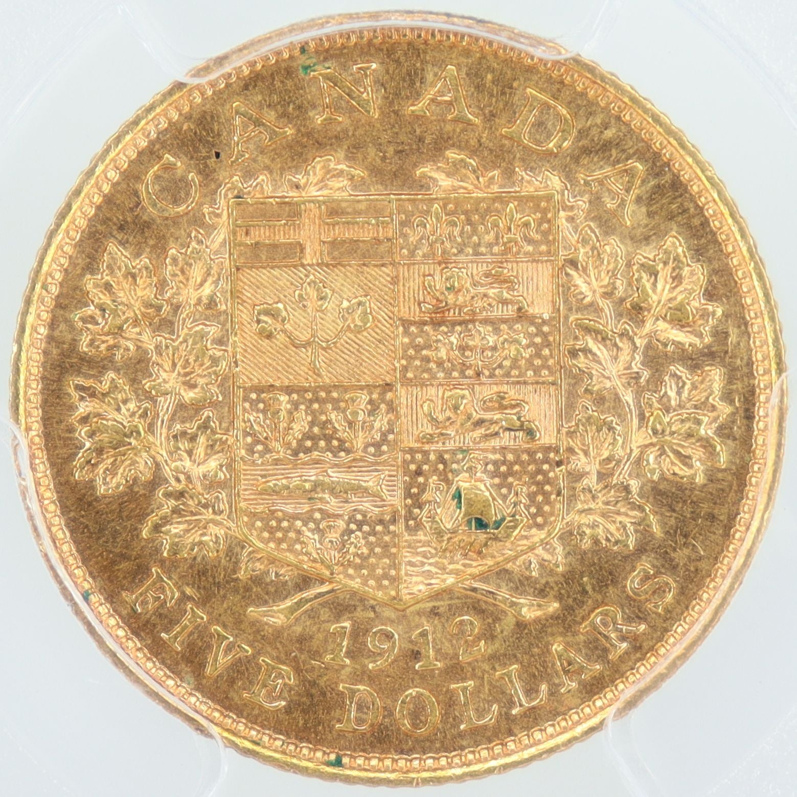 1912年 カナダ 5ドル 金貨 ジョージ5世 カナダ初 初年号 【 PCGS MS63 】