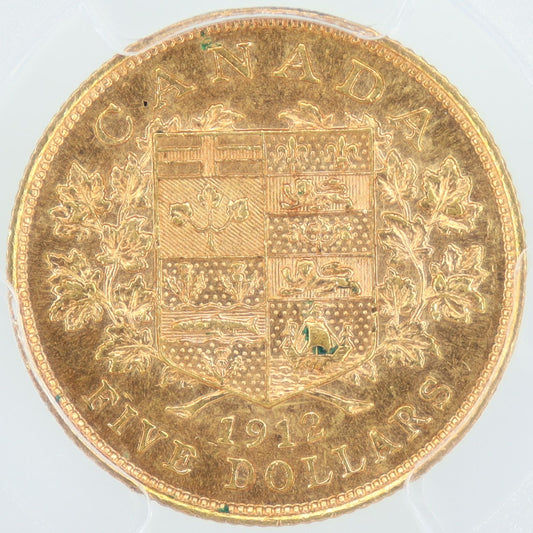 カナダ ジョージ5世 1912年 初年号 5ドル金貨 MS63 PCGS 裏