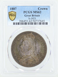 ヴィクトリア女王 ジュビリーヘッド イギリス 1887年 1クラウン銀貨 MS62 PCGS 表