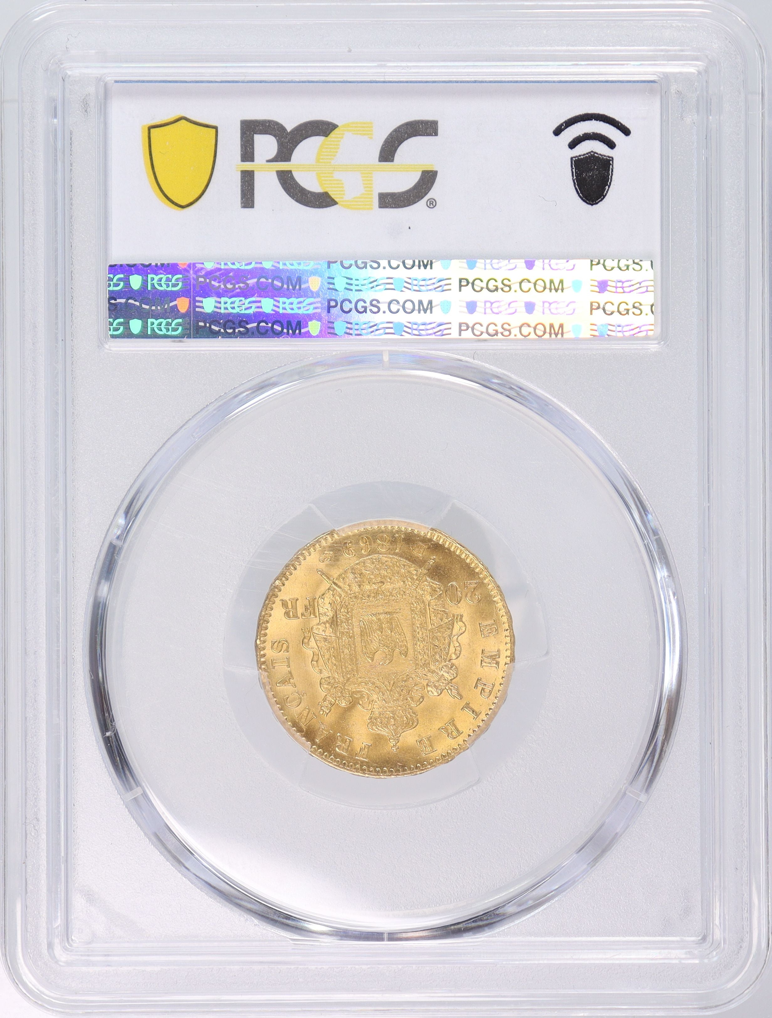 1869年 - BB フランス ナポレオン3世 20フラン 金貨 【 最高鑑定 PCGS MS65 鑑定枚数5枚 】