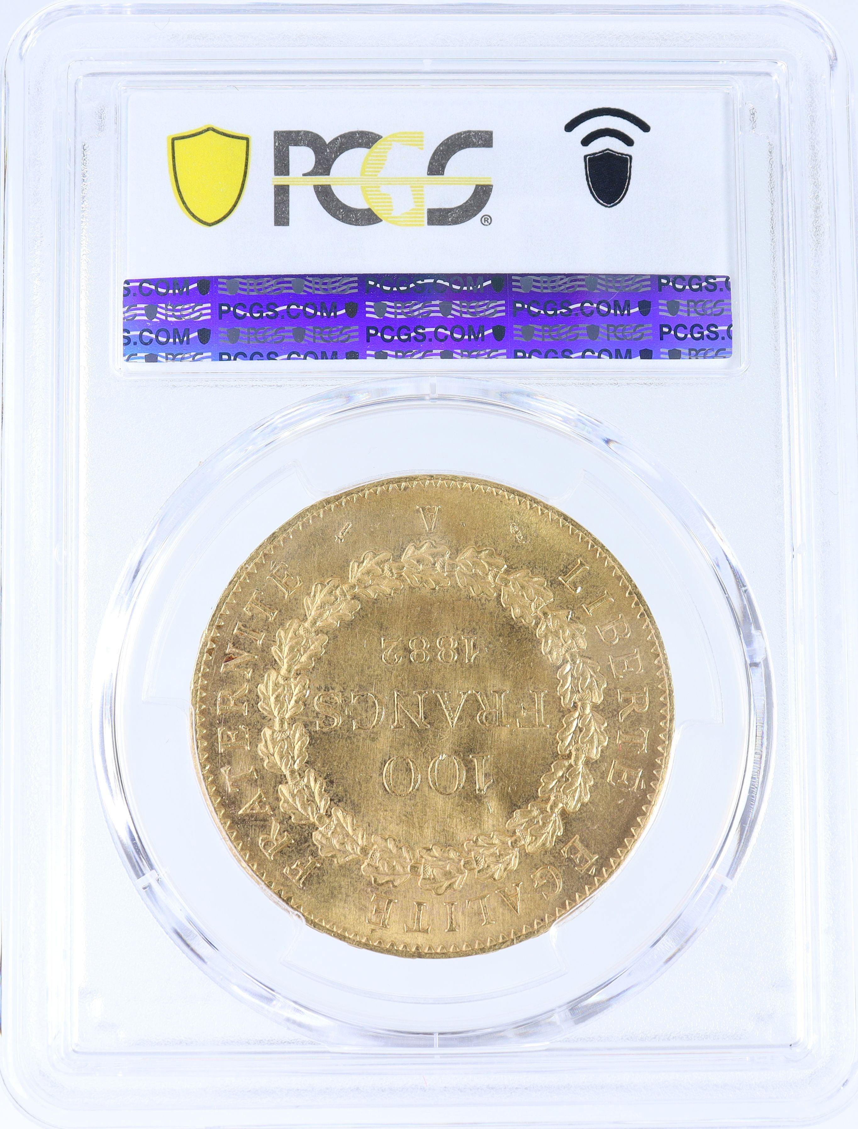 1882年 A フランス ラッキーエンジェル 100フラン金貨 【 PCGS MS65 TOP POP 】