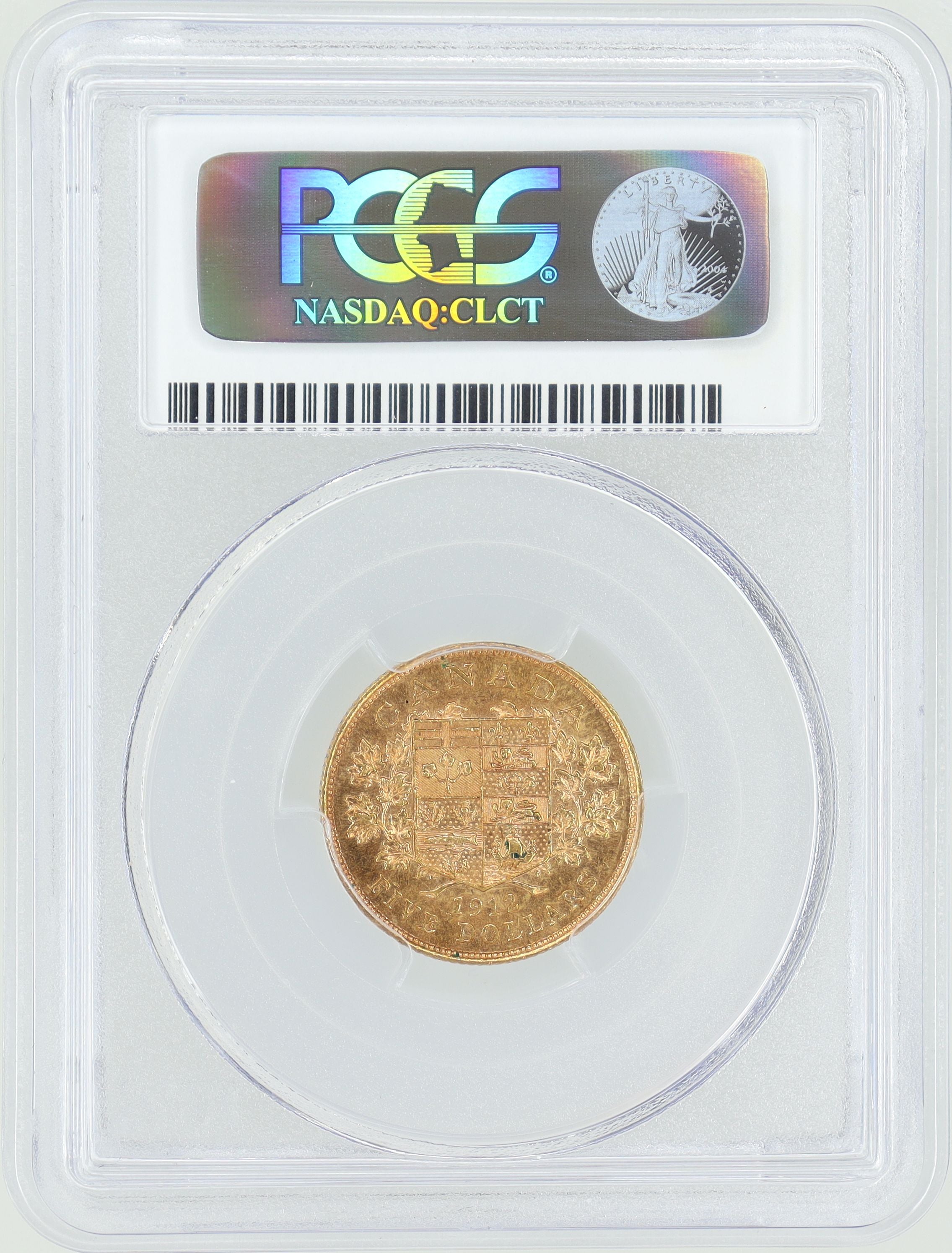 1912年 カナダ 5ドル 金貨 ジョージ5世 カナダ初 初年号 【 PCGS MS63 】
