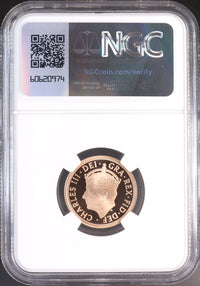 チャールズ3世 イギリス 2023年 1ソブリン金貨 PF70 ULTRACAMEO NGC 裏