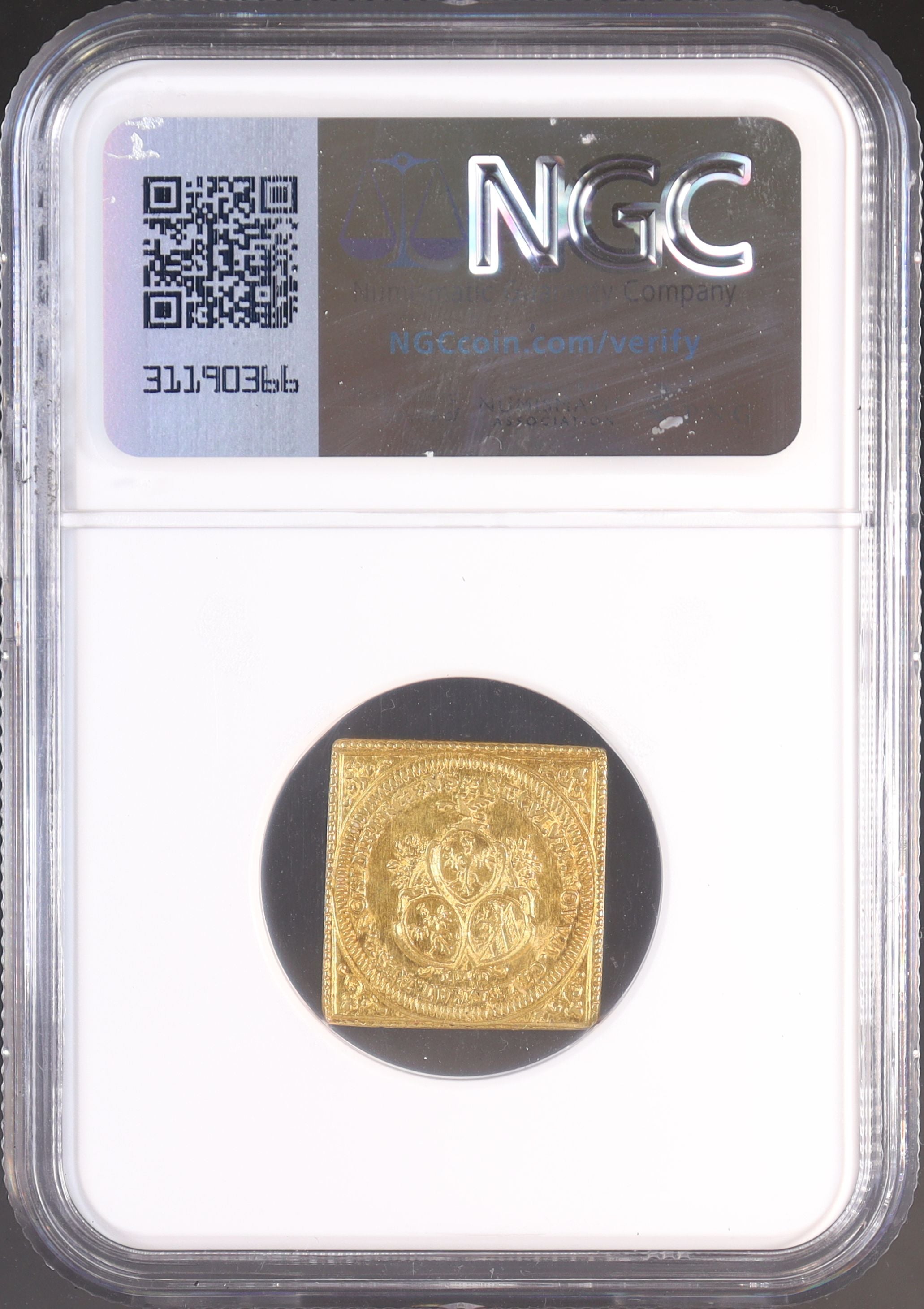 1700年 DATED ドイツ ニュルンベルク クリッペ（四角） 1ダカット金貨 FR-1886 IMF 【 NGC AU58 】