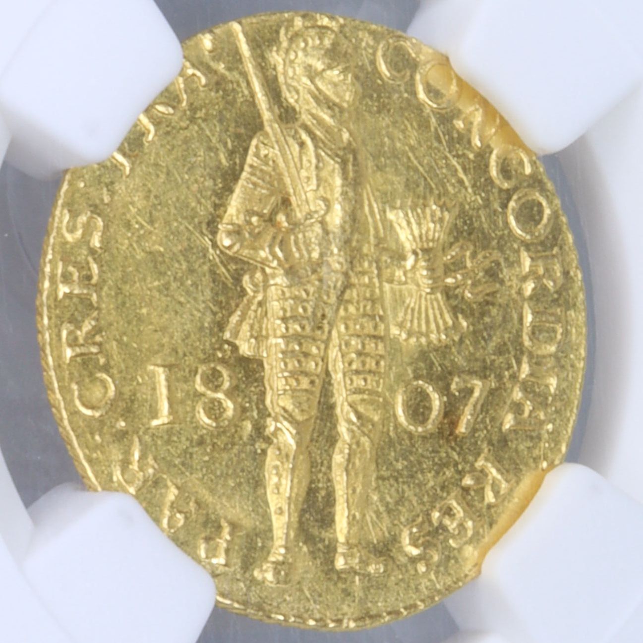 1807年 オランダ ユトレヒト 小文字年号（Small Date） 1ダカット金貨 【 NGC MS63 TOP POP 】
