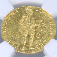 オランダ ユトレヒト 小文字年号（Small Date） 1807年 1ダカット金貨 MS63 NGC 表