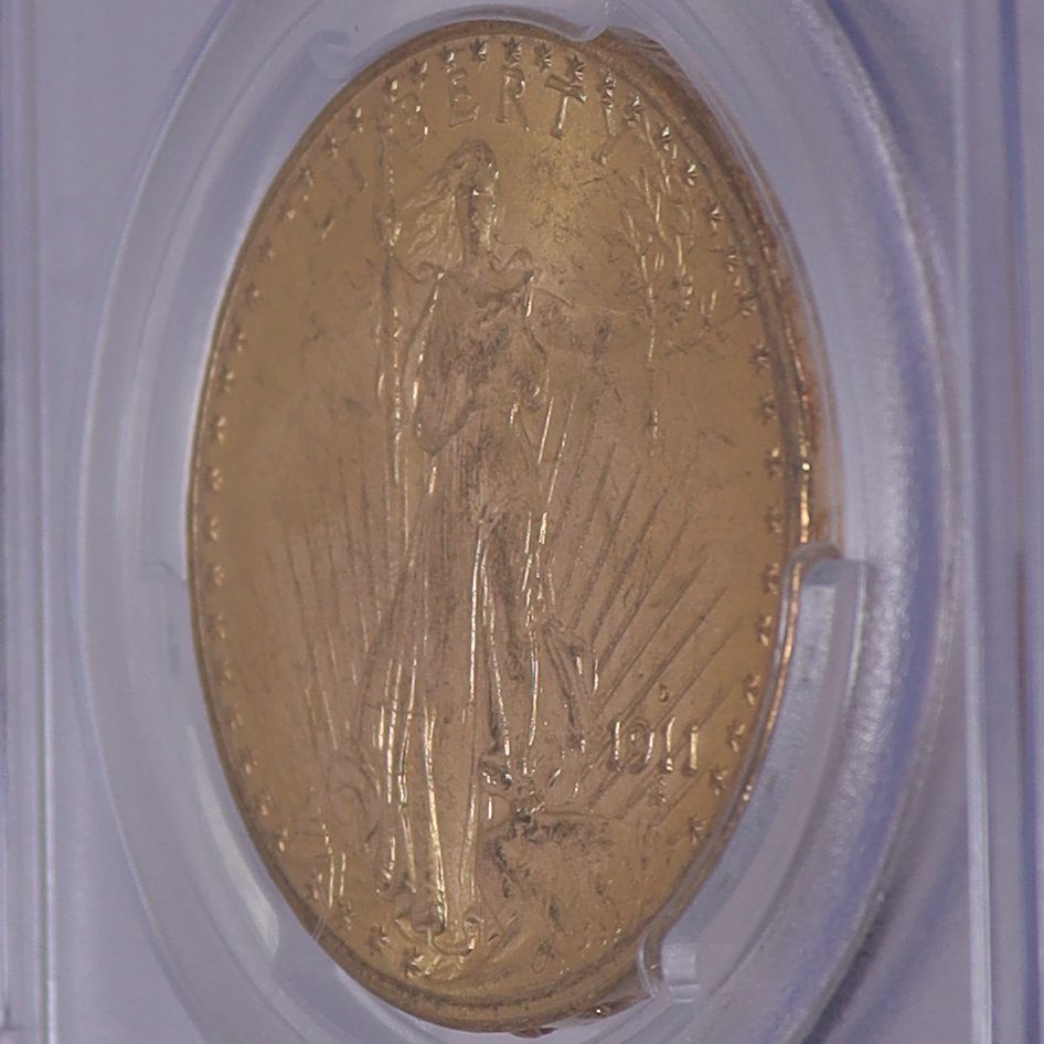 1911年-D アメリカ セントゴーデンス ダブルイーグル 20ドル 金貨 ダラス鋳造 【 PCGS MS66 準高鑑定 】