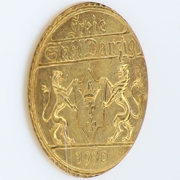 1930年 自由都市 ダンツィヒ ポーランド 25グルデン 金貨 【 高