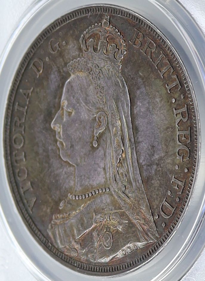 1887年 イギリス 1クラウン銀貨 ヴィクトリア女王 ジュビリーヘッド 【PCGS MS62】
