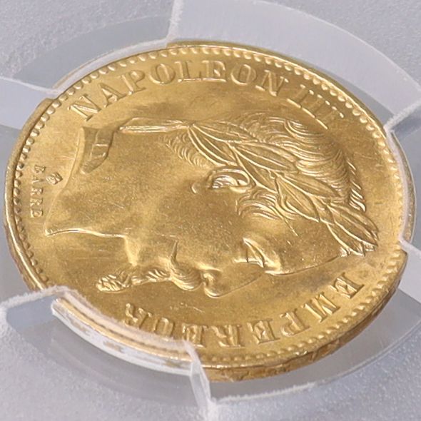 1869年 - BB フランス ナポレオン3世 20フラン 金貨 【 最高鑑定 PCGS MS65 鑑定枚数5枚 】