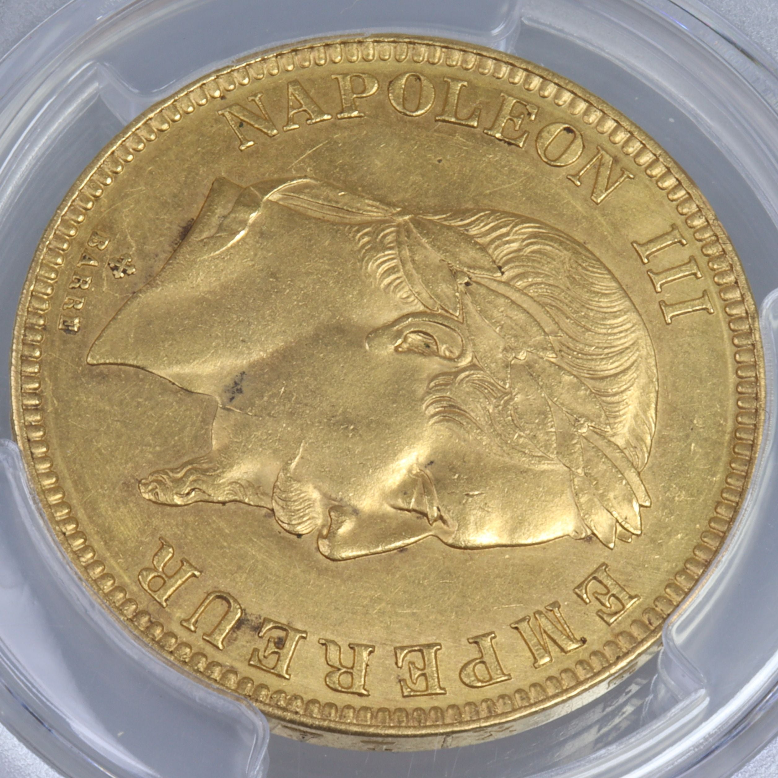 1869年 -BB フランス ナポレオン3世 100フラン金貨 ストラスブール造幣 【 PCGS MS62 】