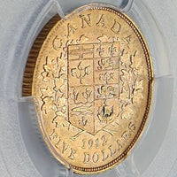 カナダ ジョージ5世 1912年 初年号 5ドル金貨 MS63 PCGS 裏