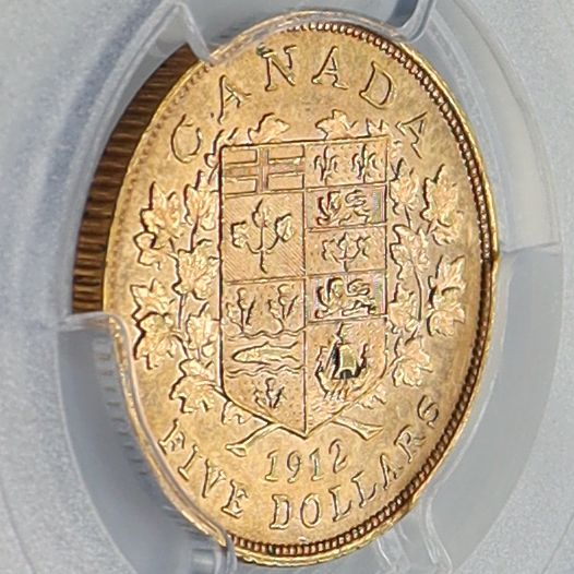 1912年 カナダ 5ドル 金貨 ジョージ5世 カナダ初 初年号 【 PCGS MS63 】
